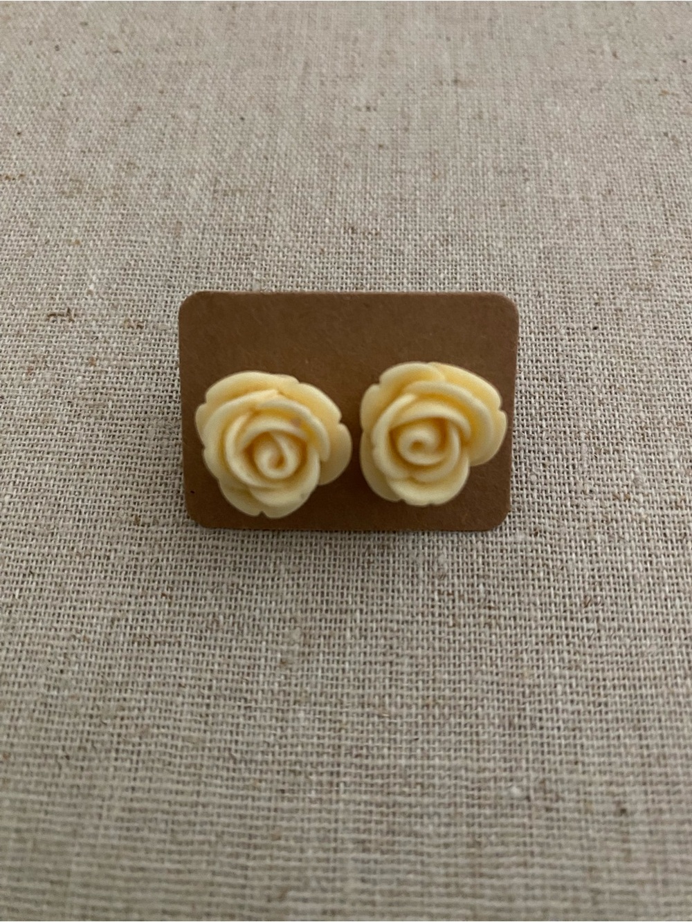 Cream Rose Stud Earrings